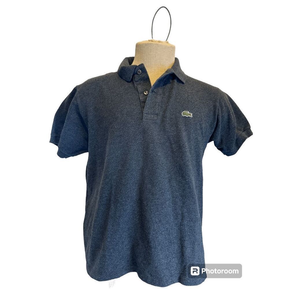 Lacoste Polo T-Shirt for Men W/Logo 3/4 Buttons Sz 4 Gray Designed in France
